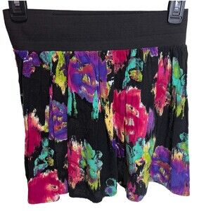 Delia’s Y2K Skirt Elastic Waist Circle Skirt Floral Multicolor Med Pink Purple